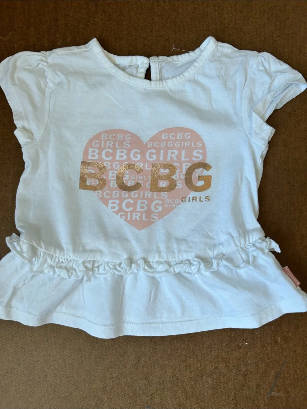 BCBG Girls White Top with Pink Heart Logo and Pink Leggings